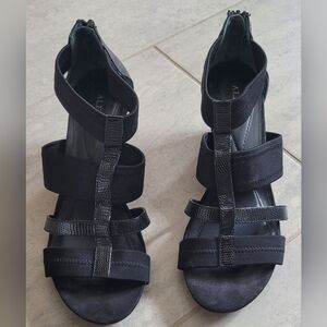 Alfani Black Strappy Wedge Sandals - Comfort Step ‘N Flex - Size 8